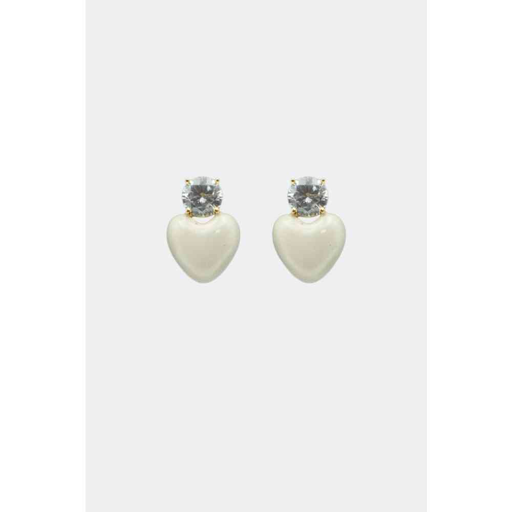 Voodoo Vixen - Heart And Diamond Stud Ohrringe - WeiÃŸ